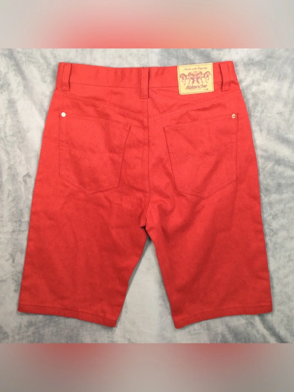 Ablanche New York Men's Red hip hop Jean Shorts - Classic Straight Fit